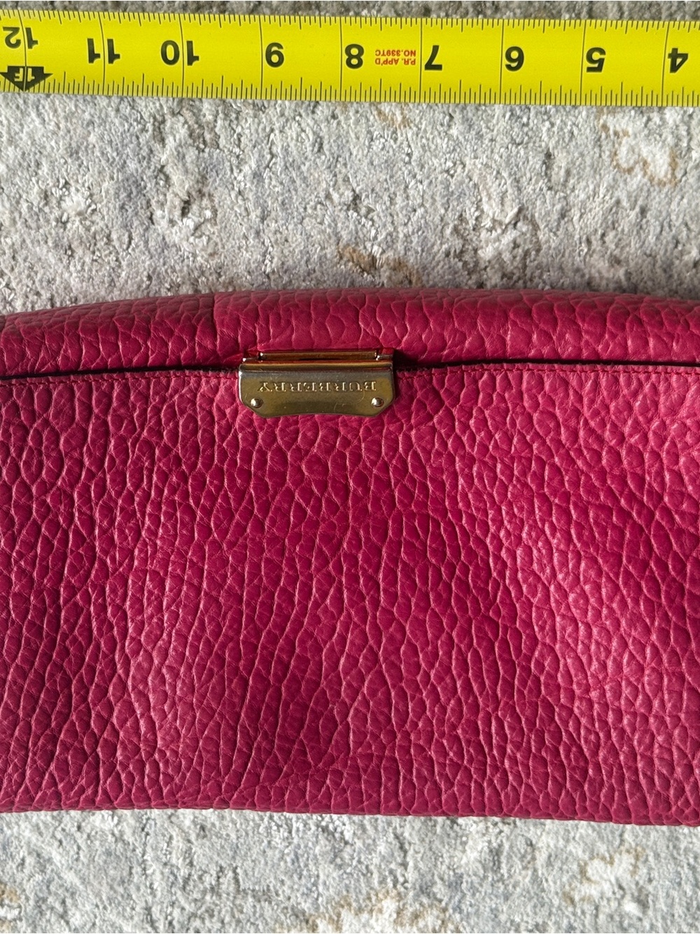 Burberry Pink Pebbled Leather Crossbody with Gold-Tone Plaque